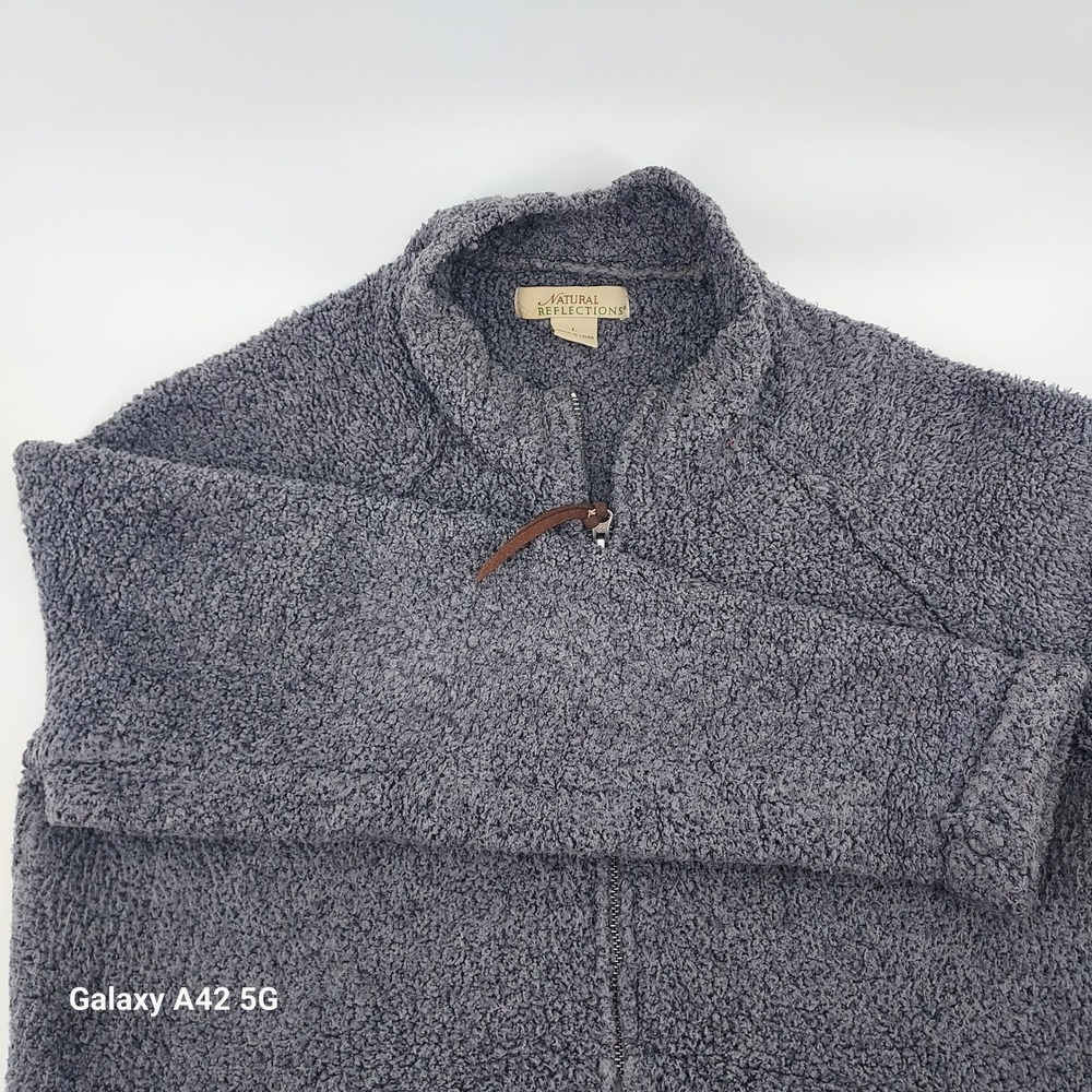 Natural Reflections Cozy Sherpa Fleece Zip Up Jacket Gray Size L